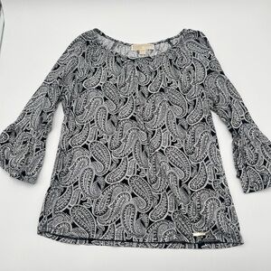 Michael Kors Black and White Paisley Blouse